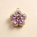 Luxe bloem hanger met paarse druppelkristallen en pavé-rand voor het maken van sieraden. - Alleen hanger met bloem met vijf bloemblaadjes (zonder ketting) / Paars