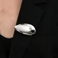 Elegant modern liquid silver drip brooch with a polished metallic finish for blazer suits - White Gold Plated 9697