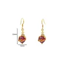 Elegant gold drop earrings with a faceted red heart gemstone and crystal cross pendant - Red Heart Cross Dangle Earrings (XL4031-耳环)