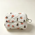 Mini quilted storage pouch with cute bear and floral pattern for earphones and coins - 12*1.5*9cm / Flower Bear