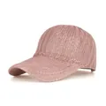 Close-up detail of a pink knitted baseball cap featuring breathable hollow-out texture - Adult (Adjustable Circumference 58cm) / Pink