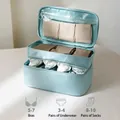 Premium hellblaue doppellagige Reise-Organizer-Tasche für Unterwäsche, BHs und Socken - Doppelschicht Kordelzug Privatsphäre / Hellblau
