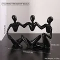 Moderne abstrakte schwarze Harzfigur für die Heimdekoration mit Größenangaben - Zusammen Schwarze menschliche Figur Ornament (7116Z-02)