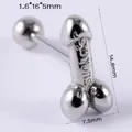 Creative stainless steel phallic shape tongue ring piercing jewelry with Suck Me engraving - Novelty Organ Shape / 1.6mm / Steel