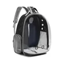 Schwarzer und grauer Panorama-Haustierrucksack mit atmungsaktivem Mesh-Gewebe-Seitenteilen - Basisstil / Schwarz