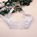 Elegant white baby lace headband with delicate flower embroidery and soft elastic band - Floral Embroidery Style (MB3425)