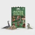 Detail view of green Paper Dinos origami kit and completed paper dinosaur models - Dinosaur / 35 Pieces/Pack