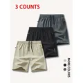 3er-Pack Herren Schnelltrocknende Eisseide Freizeithosen in Khaki Schwarz und Grau - S / Unterteile / 3er-Pack / Khaki + Schwarz + Dunkelgrau