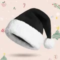 Plüschiger schwarz-weißer Weihnachtsmann-Hut für Weihnachtsfeiern und Dekoration - Schwarz
