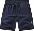 Pantaloncini sportivi da uomo blu navy ad asciugatura rapida con tasche con zip e lacci - Taglia S / Blu Notte