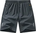 Pantaloncini sportivi grigio scuro da uomo ad asciugatura rapida con elastico. - Taglia M / Grigio scuro