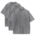 T-shirt a maniche corte in cotone pesante 230g grigio lavato effetto vintage - Taglia S / Top / Confezione da 3 / Grigio