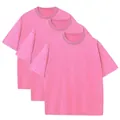 Set di tre magliette rosa in cotone pesante lavato con effetto invecchiato e stile vintage - Taglia S / Top / Confezione da 3 / Rosso rosa