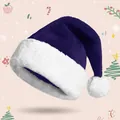 Plush navy blue Santa hat with white faux fur trim and pom-pom decoration - Navy Blue