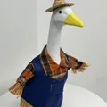 Scarecrow outfit with straw hat for 23-inch porch goose statue decorative costume - Scarecrow