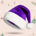 Vibrant purple plush Santa hat with white faux fur trim and pom-pom for holiday décor - Purple