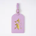 High-quality purple faux leather luggage tag featuring an elegant gold foil world map design - Purple Luggage Tags