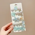 Elegante set de horquillas de perlas y conchas con estrella de mar y cola de sirena - Estilo Encantador / Set de 5 piezas