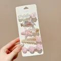 Set de pinzas para el cabello con conchas y sirenas, lentejuelas rosas y perlas - Estilo Hermoso / Set de 5 piezas