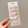 Juego de pinzas para el pelo con temática marina, estrellas de mar rosa, perlas y conchas - Estilo Brillante / Set de 5 piezas