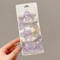 Set de pinzas para el cabello con conchas y perlas moradas estilo playa verano - Estilo Delicado / Set de 5 piezas