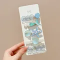 Juego de pinzas para el cabello con temática oceánica, conchas azules y estrellas - Estilo Cola de Sirena Estrella de Mar Azul Claro / Set de 5 piezas
