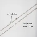 Collana a catena Figaro in acciaio inossidabile argento larga 3mm e lunga 50cm da uomo - 40CM / Saldato Piatto (Filo 0.8mm * Larghezza 2.8mm) / Colore acciaio