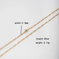 Minimalist stainless steel 2.3mm Figaro chain necklace in gold finish, 50cm length - 40CM / Round Welded (0.6mm Wire * 2.3mm Width) / Gold