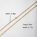Gold stainless steel 3:1 NK chain necklace with 3.0mm width and 50cm length dimensions - 40CM / Round Welded (0.8mm Wire * 2.8mm Width) / Gold