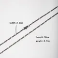 Minimalist black stainless steel 3:1 Figaro chain necklace, 2.3mm width, 50cm length - 40CM / Flat Welded (0.6mm Wire * 2.3mm Width) / Black