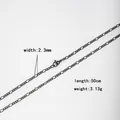 Detailed view of 2.3mm gunmetal stainless steel NK chain, 50cm long, with dimensions marked. - 40CM / Round Welded (0.6mm Wire * 2.3mm Width) / Black