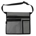 Grey canvas multi-pocket tool organizer bag with adjustable black buckle strap for technicians - Electrician Tool Pouch / Gray