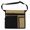 Front view of the multifunctional canvas tool bag with an adjustable buckle strap - Electrician Tool Pouch / Black+Khaki
