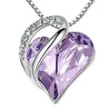 Elegante lila Herz-Geburtsstein-Halskette mit glänzenden silbernen Zirkon-Details - Hellviolett