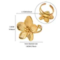 Gold-plated stainless steel flower ring with adjustable inner diameter 1.8cm - Five-Petal Flower Style (JZ9768G) / Adjustable Opening (2.4x2.1cm) / Gold