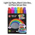 12-pack meerkleurige LED oplichtende pop-tubes sensorisch speelgoed in zwarte doos - 2.9 cm / Regenboog LED Stijl (Zwarte Doos)