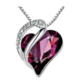 Elegant purple heart birthstone pendant necklace with silver chain for women's jewelry - Fuschia