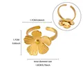 Gold-plated stainless steel flower ring featuring a 1.7cm floral design and adjustable band - Adjustable Opening (1.7x1.7cm)