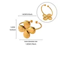 Elegant gold stainless steel flower ring featuring adjustable band and 1.8cm inner diameter - Adjustable Opening (1.6x1.6cm)