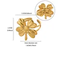 Gold stainless steel flower ring with adjustable open band and dimension markings - Adjustable Opening (2.2x2.3cm)