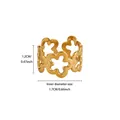 Gold stainless steel open ring featuring hollowed-out flower design with size dimensions - Adjustable Opening (1.2cm Height)