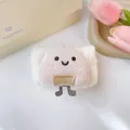 Polsino lavaviso in peluche a forma di onigiri in morbida flanella bianca - 24-Polpetta di riso beige (Cinturino singolo)