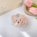 Polsino in morbido peluche di flanella con orsetto dei cartoni per il lavaggio delle mani - 29-Orso con cappello di paglia blu (Cinturino singolo)