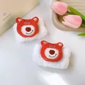 Polsini in peluche con orsetto per lavare il viso, set di due bianchi in flanella. - 33-Orso fragola bianco (Cinturino singolo)