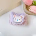 Adorabile polsino in peluche viola con design a orsetto per il lavaggio del viso e spa - 42 - Orsetto con toppe viola (Polsino singolo)