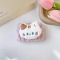 Polsino in peluche lavanda con ricamo di gatto per il lavaggio del viso e cura della pelle - 44 - Gattino viola (Polsino singolo)