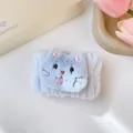 Polsino in morbido peluche celeste con ricamo gatto per il lavaggio del viso - 48 - Garfield blu (Polsino singolo)