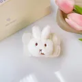 Morbido polsino in peluche bianco con simpatico coniglio per il lavaggio del viso - 53 - Coniglietto goloso bianco (Polsino singolo)