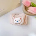 Polsini in morbida flanella beige con simpatico orsetto ricamato per la pulizia - 60 - Orsetto con toppe kaki (Polsino singolo)