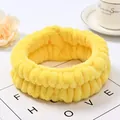 Morbido cinturino in peluche di flanella gialla per lavare il viso e assorbire l'acqua - 90 - Giallo medio (singolo cinturino)